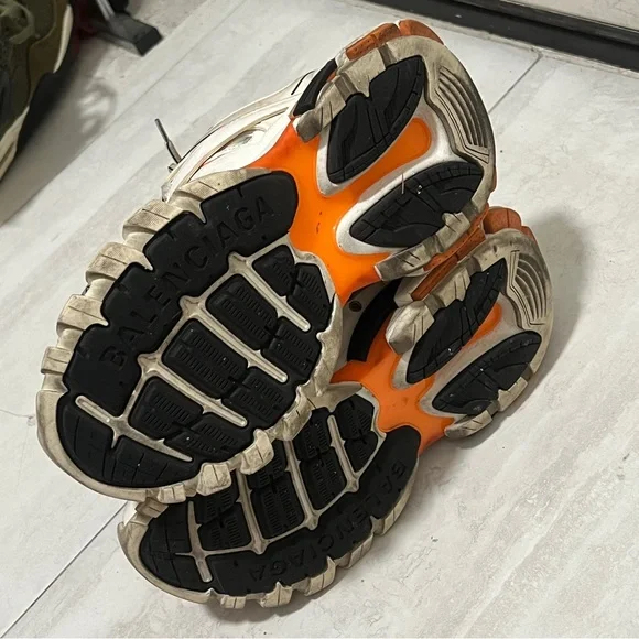 Balenciaga White and Orange Track Sneakers - Picture 2 of 3